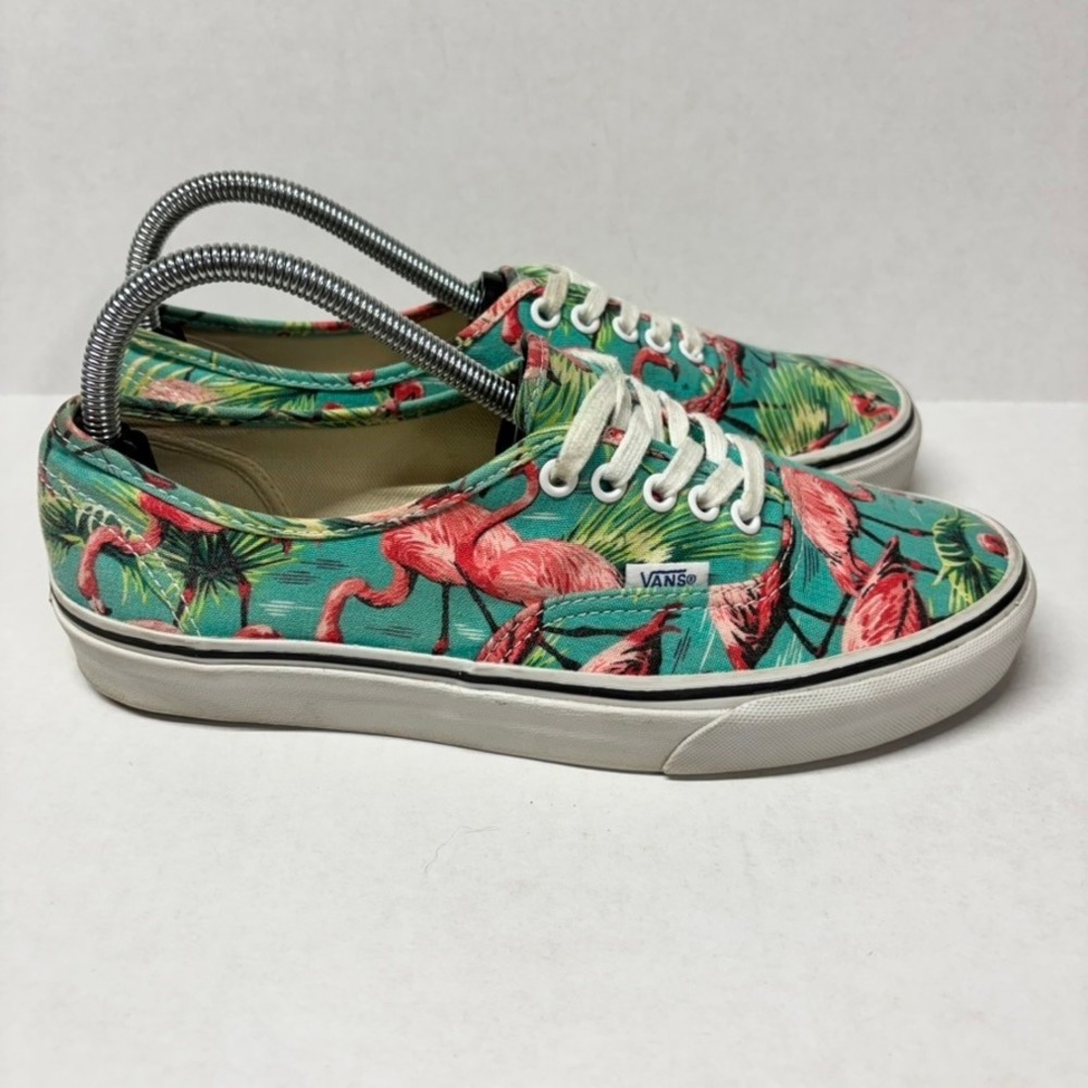 Vans Mens Authentic Canvas Teal Pink Flamingo Tropical Print M8 W9.5 Sneakers - Picture 7 of 12